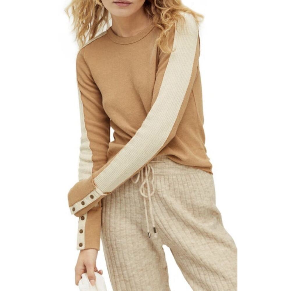 Free People Tasha Thermal Top In Ochre Combo We The Free Small Long Sleeve